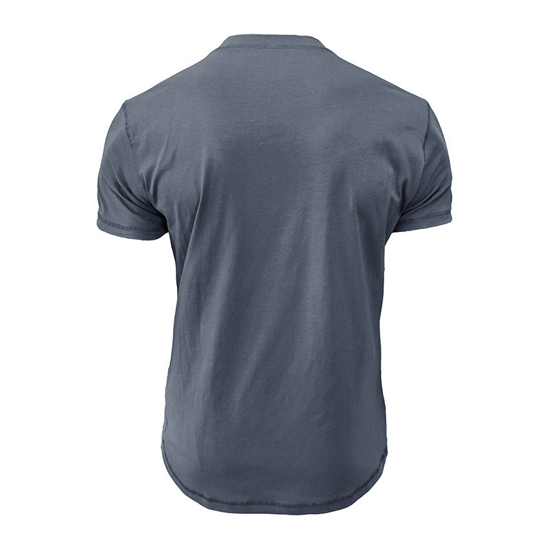 Herrer Henley-T-shirt med knaplukning og moderne pasform Stilla