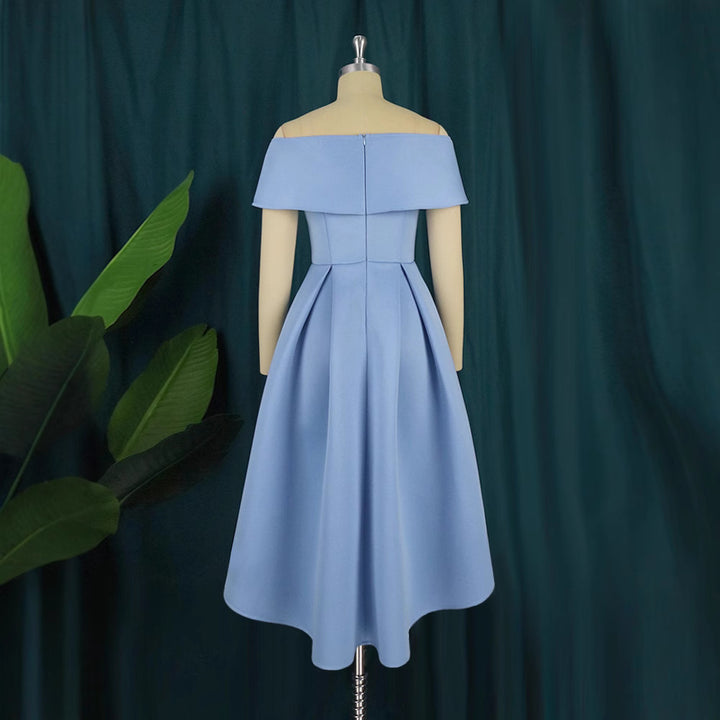 Dame Elegant Off-Shoulder Kjole med asymmetrisk søm Skovae