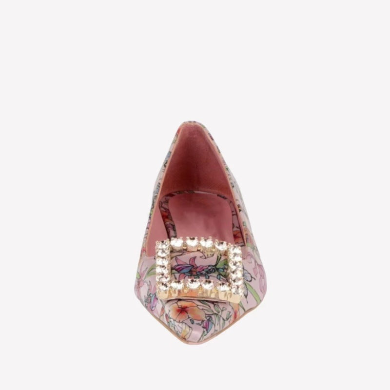 Dame Elegante Blomsterdesign Ballerinas med dekorativ spænde Stilla