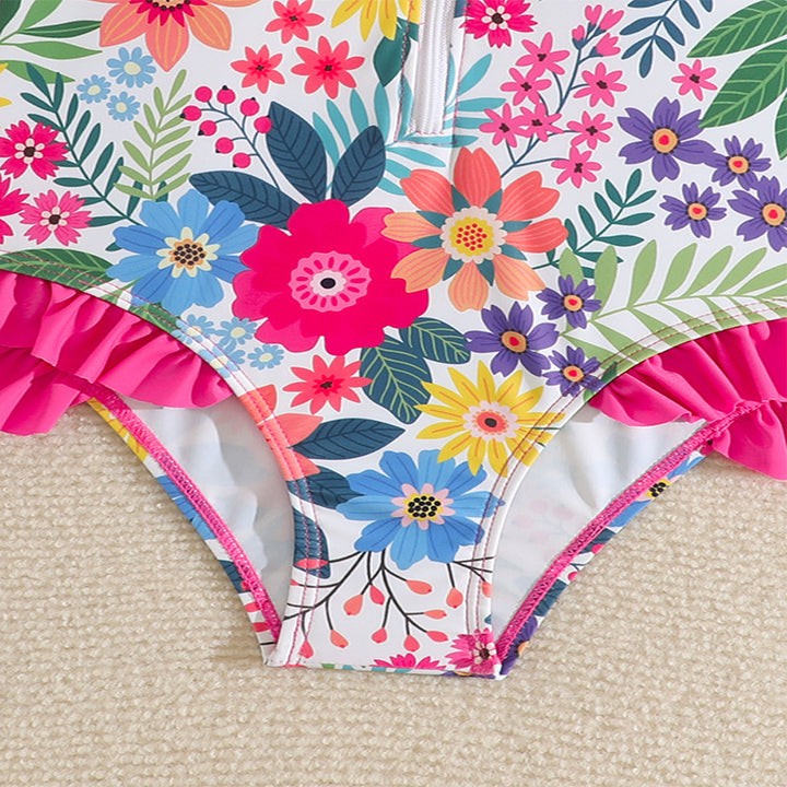 Dame Langærmet Floral Lynlås Badedragt Stilla