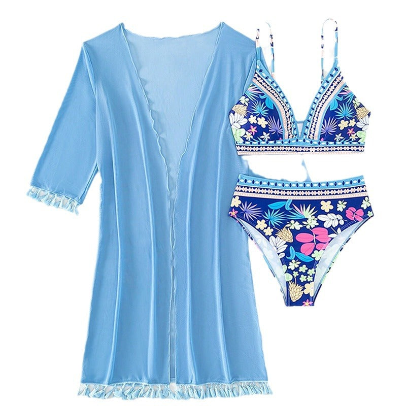 Dame Bikini-sæt med kraftige blomster mønstre og sporty trekant-top Stilla
