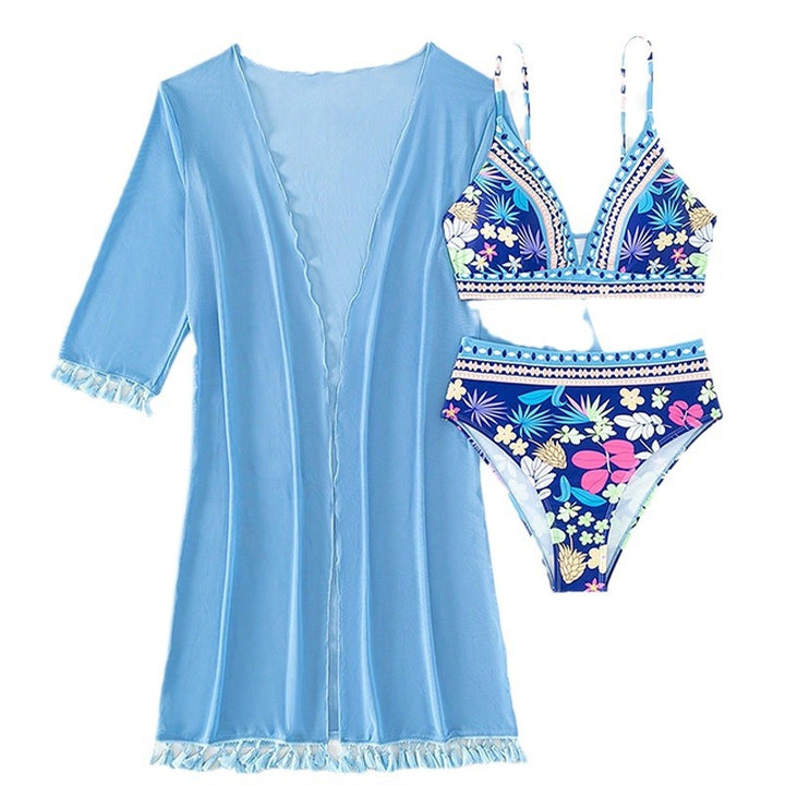 Dame Bikini-sæt med kraftige blomster mønstre og sporty trekant-top Stilla