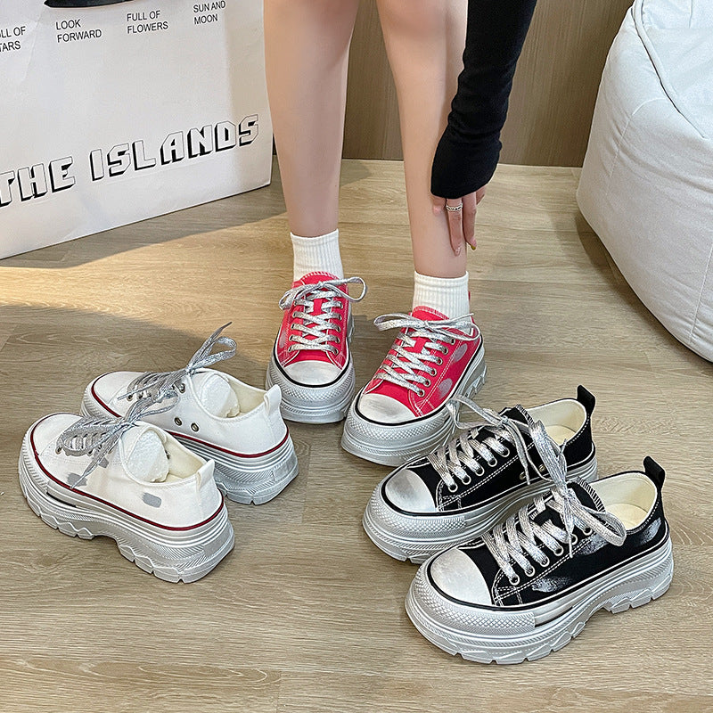 Dame Chunky Sneakers med glinsende hætte og stilfuldt såleprofil Stilla