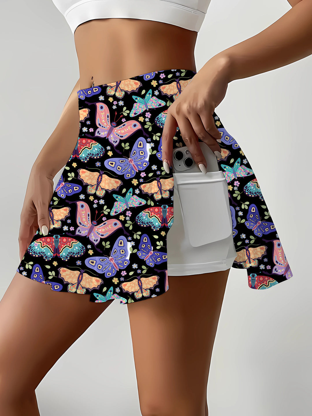 Femme Sommerfugleprint Skaternederdel Stilla