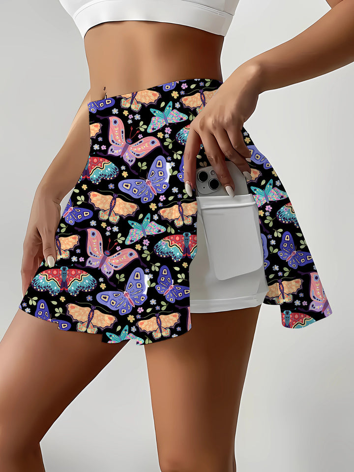 Femme Sommerfugleprint Skaternederdel Stilla