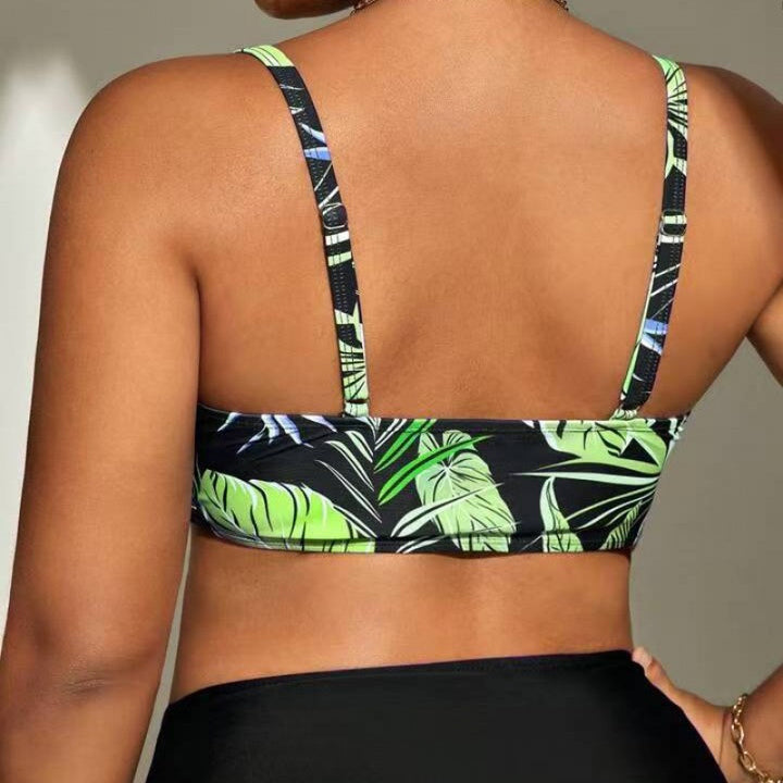 Dame Bikini-top med dyb V-udskæring og blomstret design Skovae