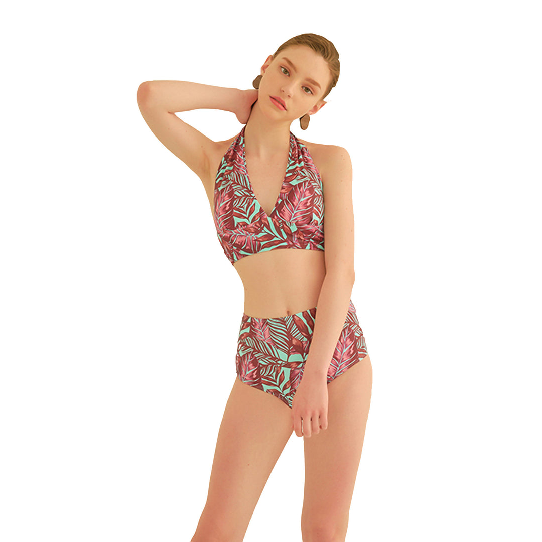 Dame bikinisæt med høj talje og elegant halterdesign Stilla