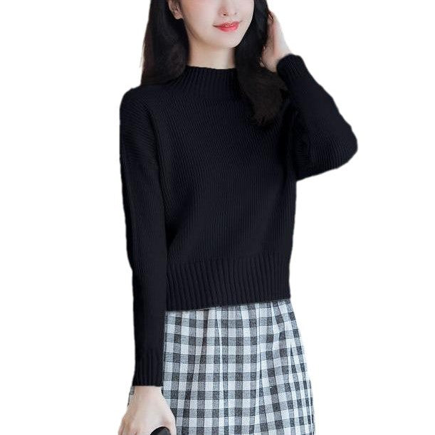 Kvinders casual strikket sweater med høj krave og fine ribdetaljer Stilla