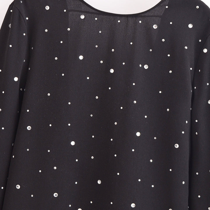 Femme Elegante Bluse med lange ærmer og palietdetalje Stilla