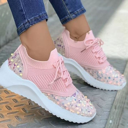 Dame Glitrende Sneakers med åndbart overmateriale og dæmpende sål Stilla
