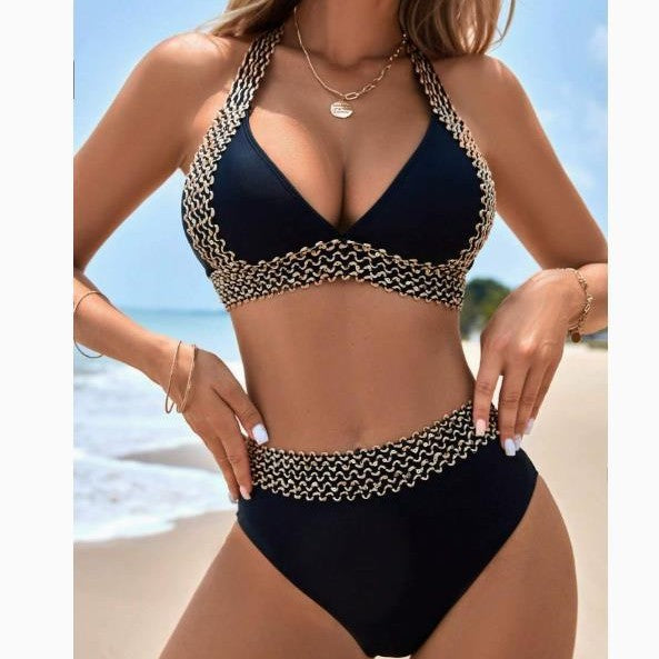 Dame Elegante Højt skåret Trekant-Bikini-Sæt Stilla