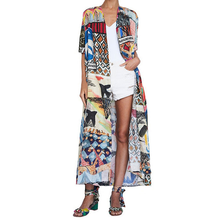 Dame Mode Lang Kimono Stilla
