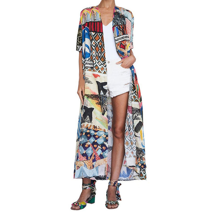 Dame Mode Lang Kimono Stilla