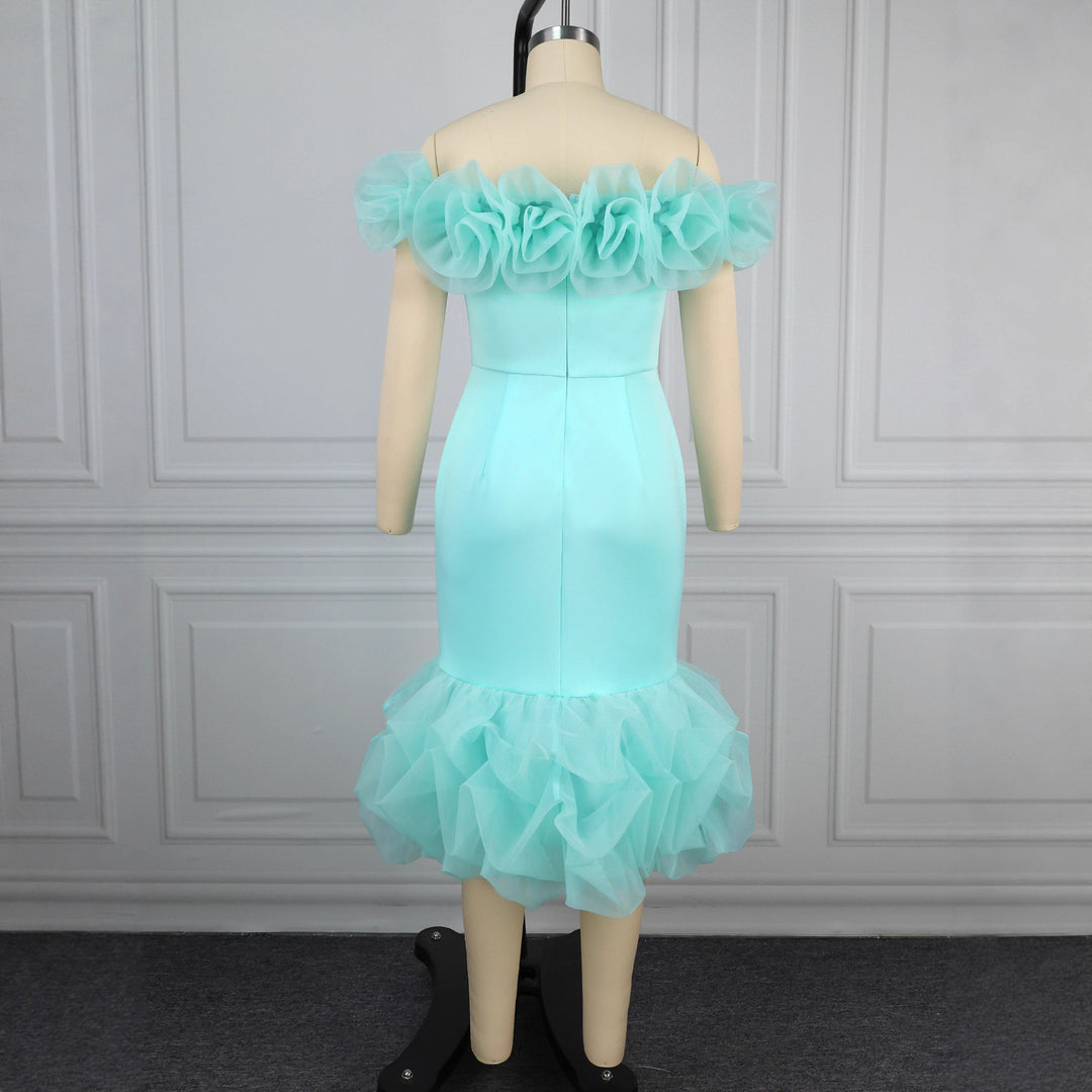 Damer Off-Shoulder Kjole med voluminøse Rüschen Skovae