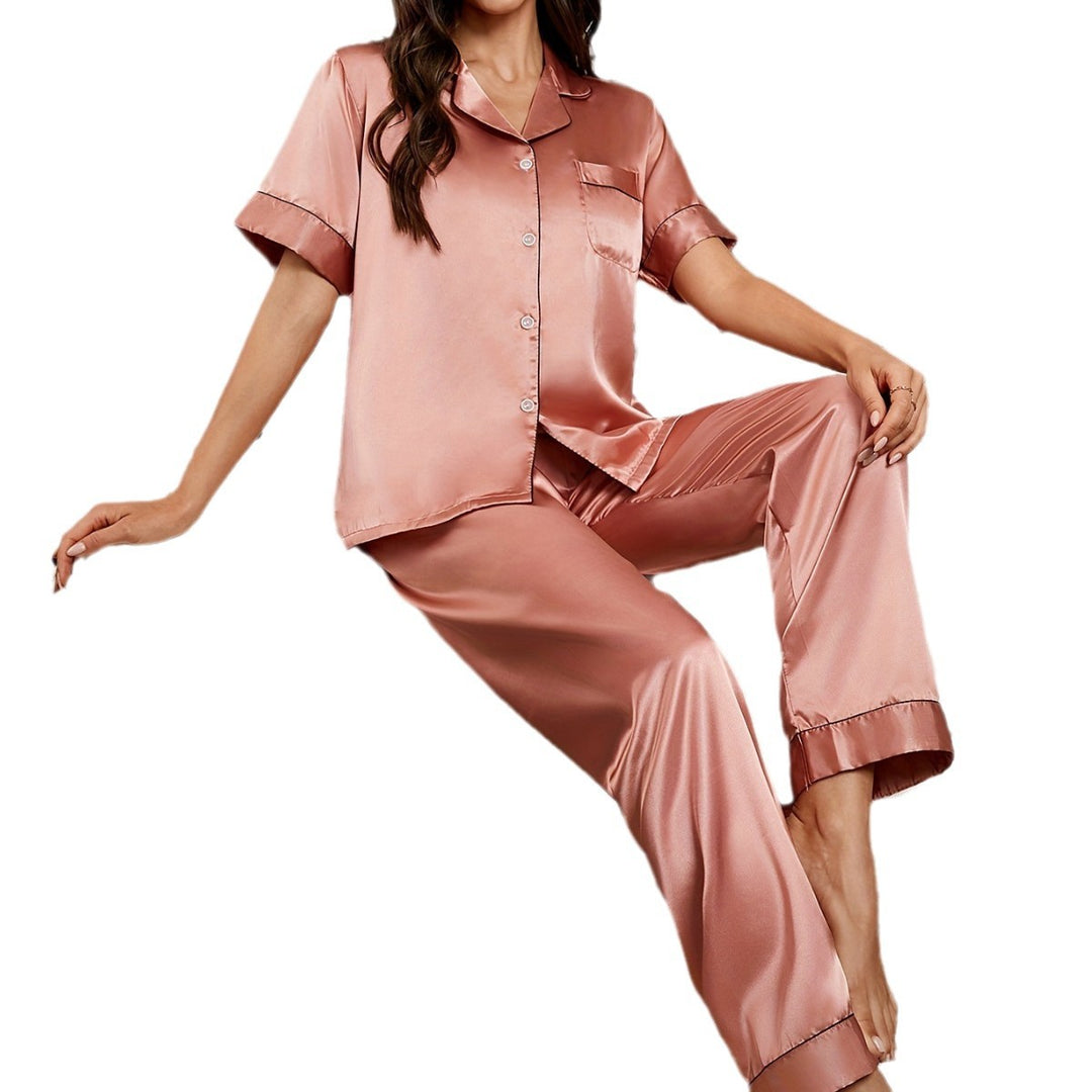 Dame Luksus Satin Pyjamasæt med korte ærmer Stilla