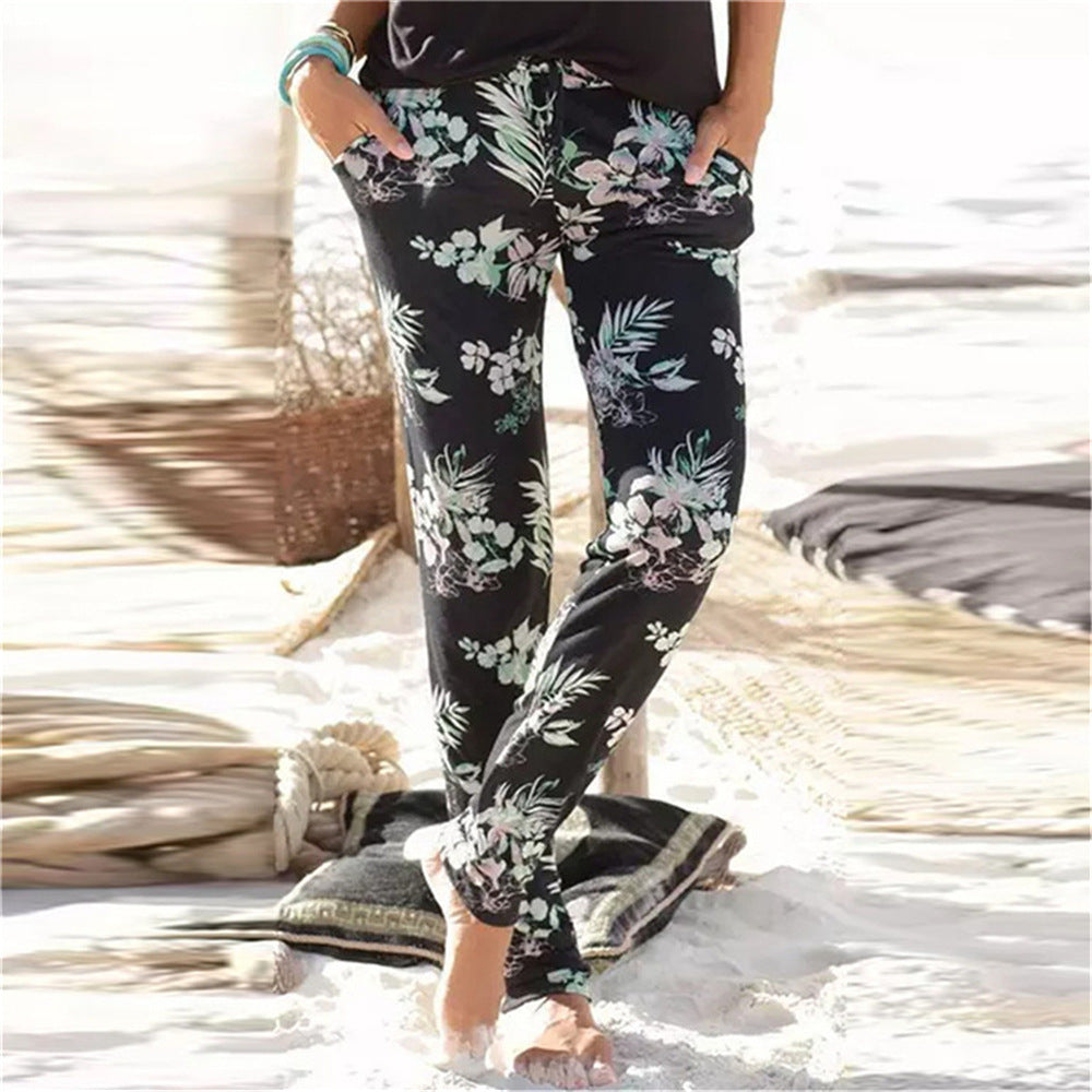 Dame let Jersey-bukser med blomsterprint Stilla