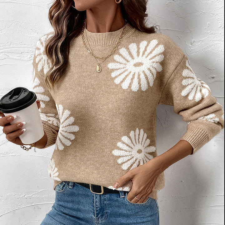Dame sweater med blomsterdesign Stilla