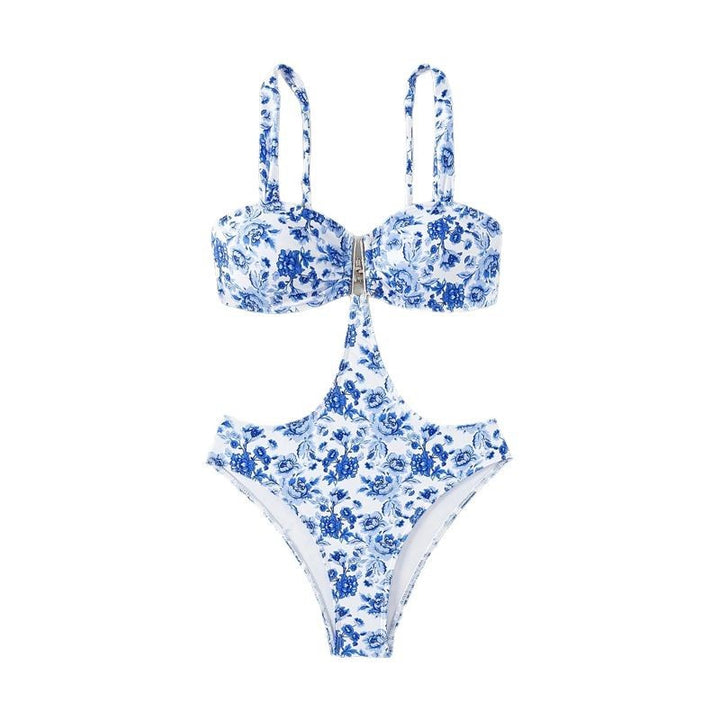 Damer Floral Mønster Højskåret Bikini-Sæt Stilla