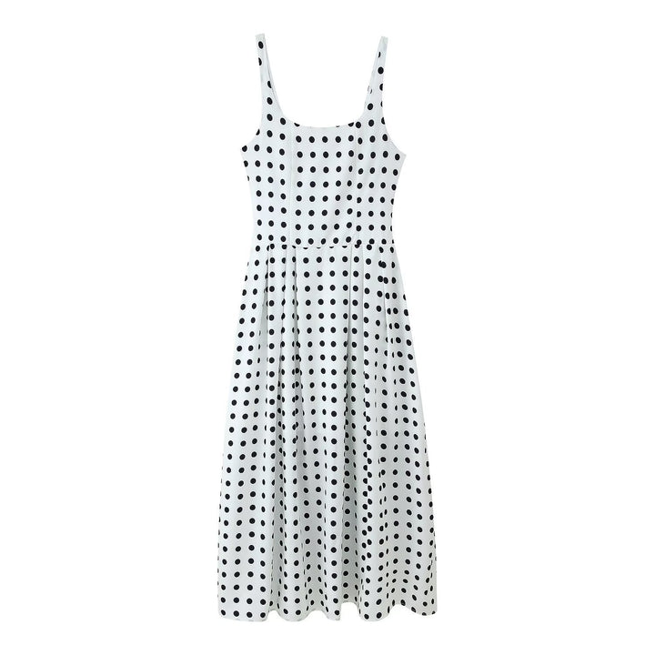 Femme Ærmeløs Polka-Dot-Midi-Kjole Stilla