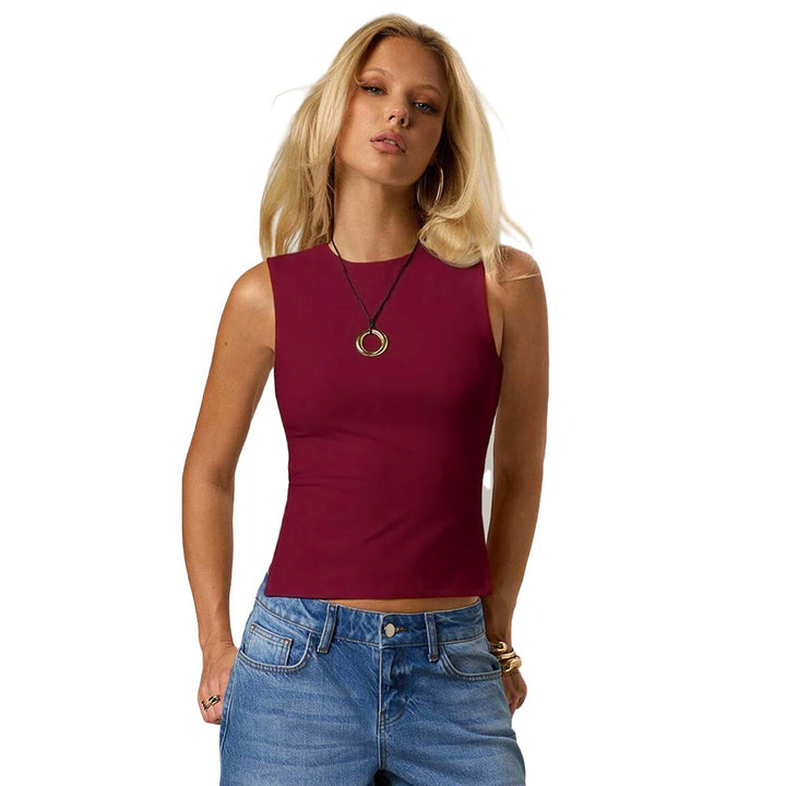 Dame fitted tanktop med elegant udskæring og justerbare stropper Stilla