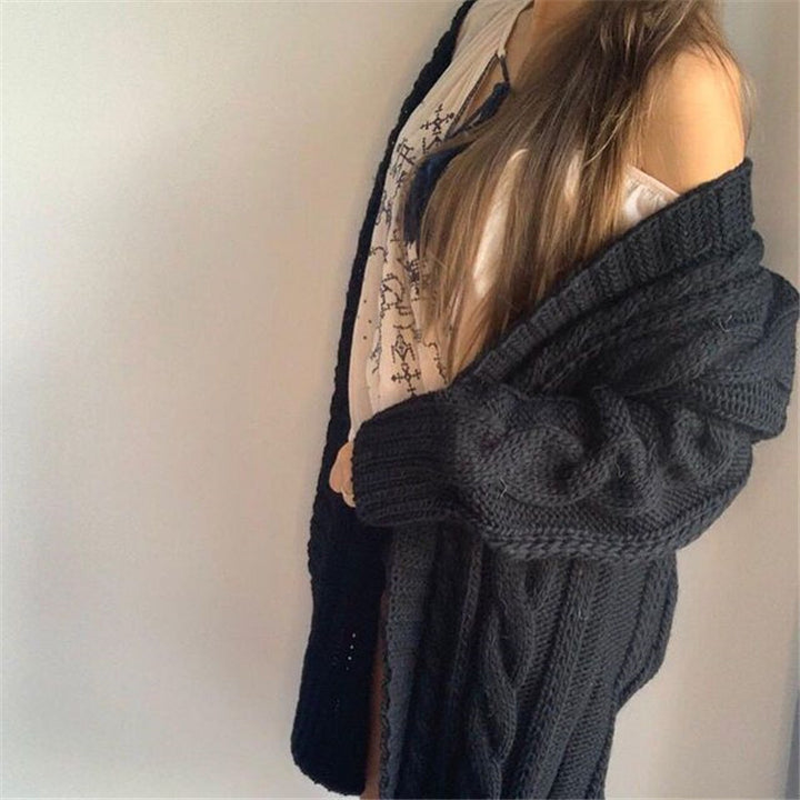 Dame Stor Oversized Strikpullover Stilla