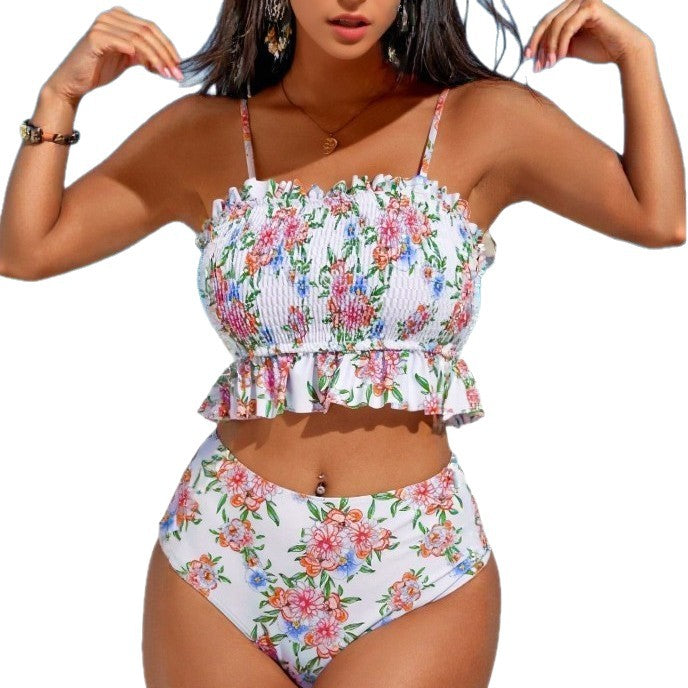 Dame højhThrøje bikini sæt med flæser Skovae