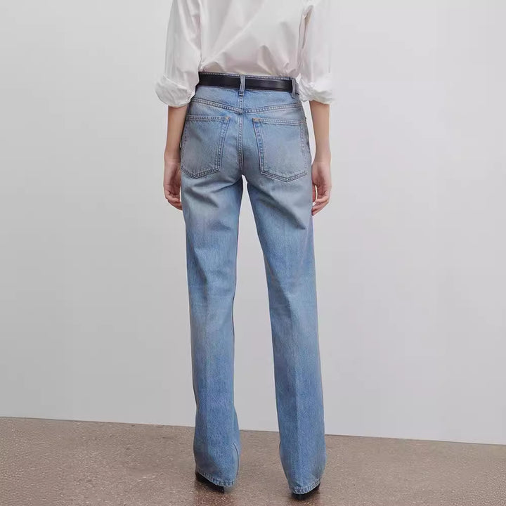 Dame Bredskåret jeans i afslappet stil med høj talje og elegant finish Stilla