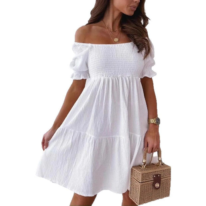 Dame Off-Shoulder Sommerkjole med luftig silhuet og flæsedetaljer Stilla
