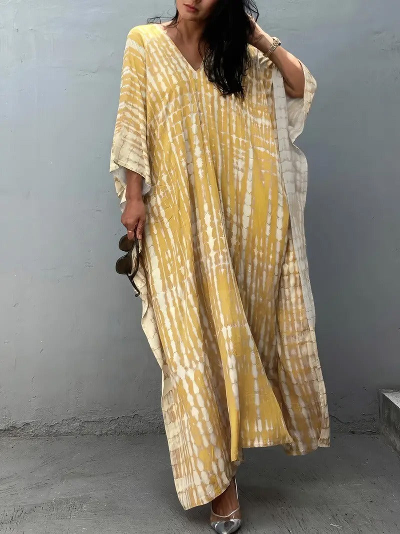Dame Kaftan Kjole med moderne Aloha-mønster og luftig pasform Stilla