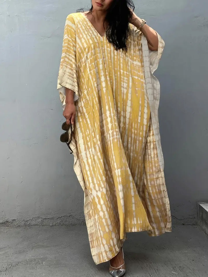 Dame Kaftan Kjole med moderne Aloha-mønster og luftig pasform Stilla
