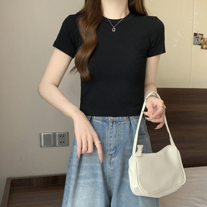 Femme Cropped Enganzt T-Shirt Stilla