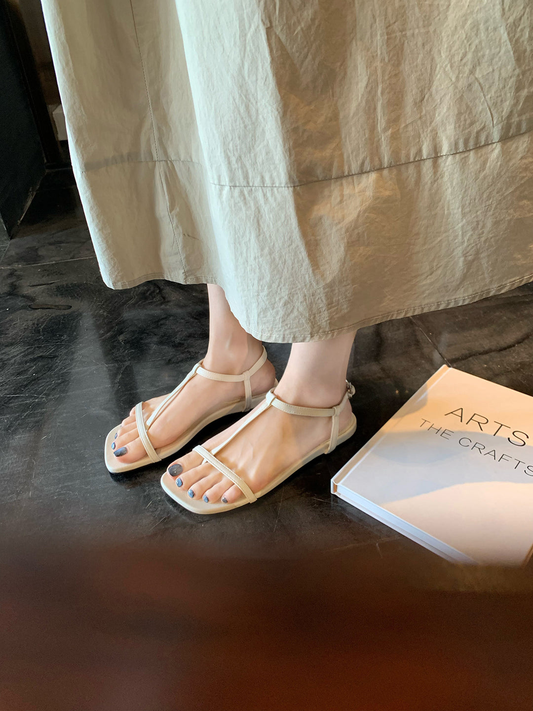 Dame Minimalistiske Flade T-Rem Sandaler Stilla