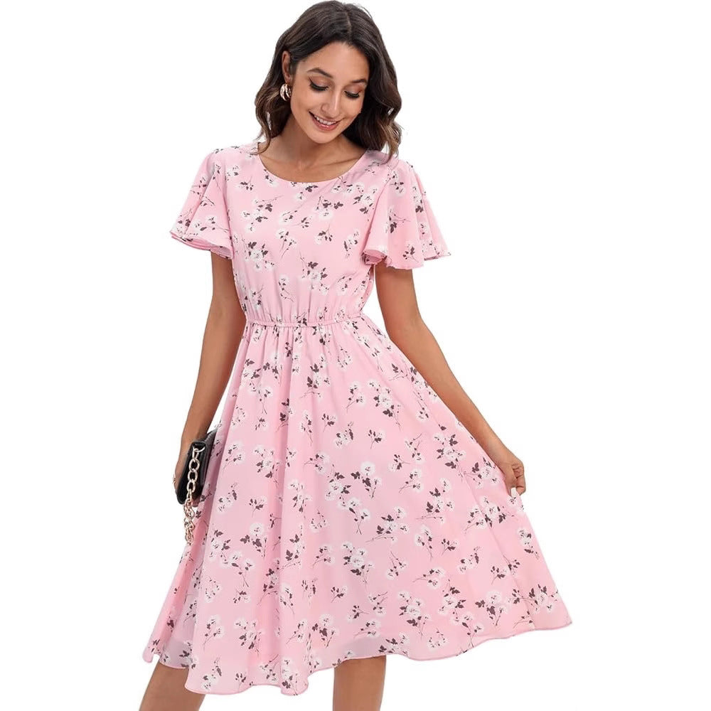 Kvinder Floral Flare Midi Kjole Stilla