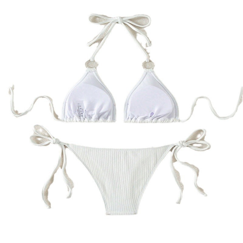 Dame triangel-bikini med ringelementer og justerbare bånd Skovae