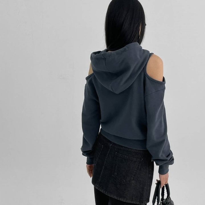 Dame mode cropped hoodie med udsnit ærmer Stilla