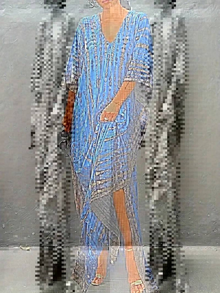 Dame Kaftan Kjole med moderne Aloha-mønster og luftig pasform Stilla
