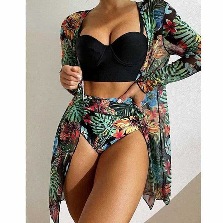 Femme Floral Print Badedragt og Bikini Sæt Stilla