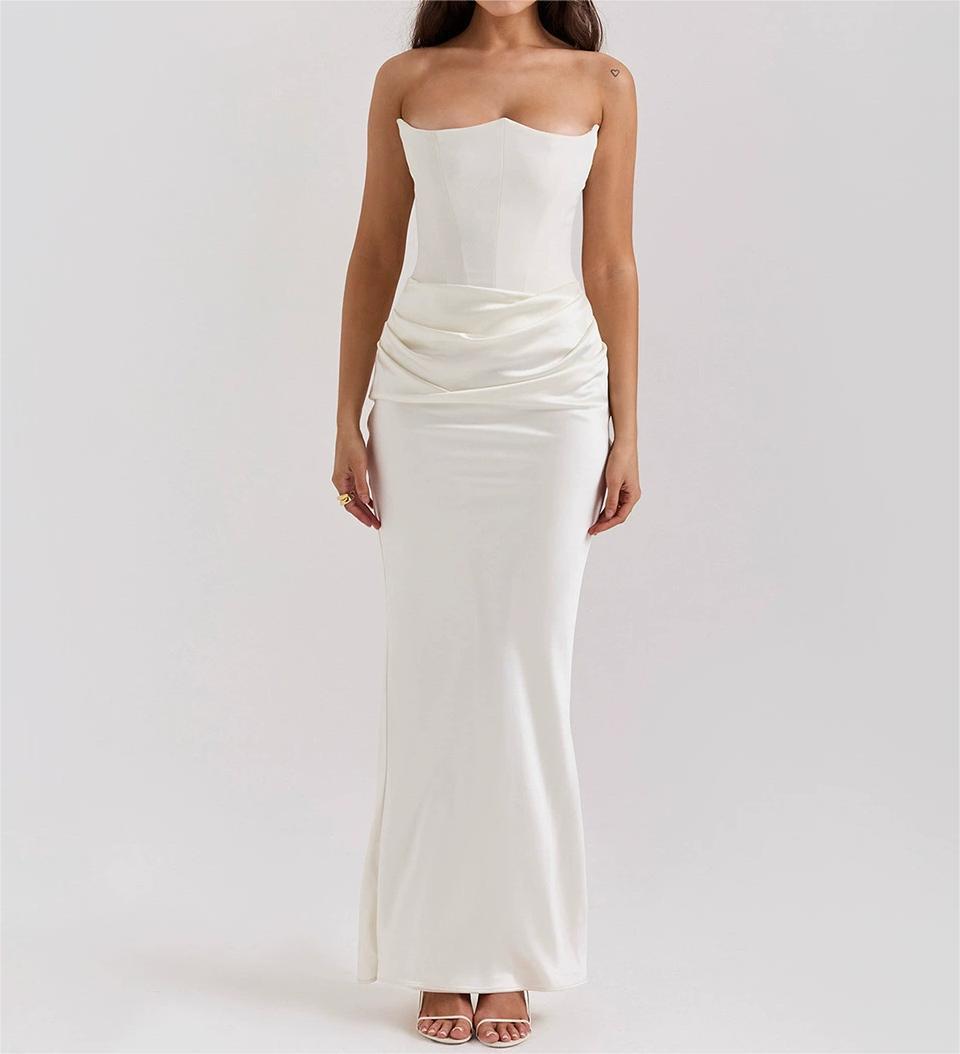 Dame Strapless Aftenkjole med raffineret Drapé Stilla