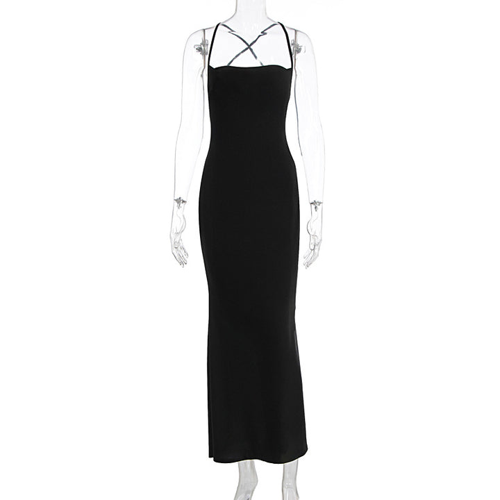 Dame Figurtilpasset Maxikjole med raffineret Cross-Back Design Skovae
