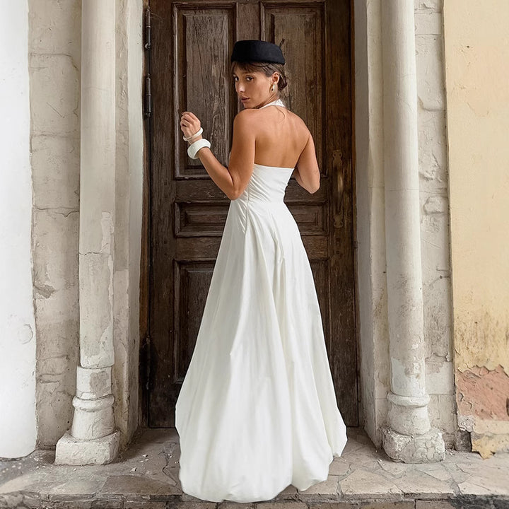 Damer Strapless Mai-kjole med elegant høj split og flydende nederdel Skovae