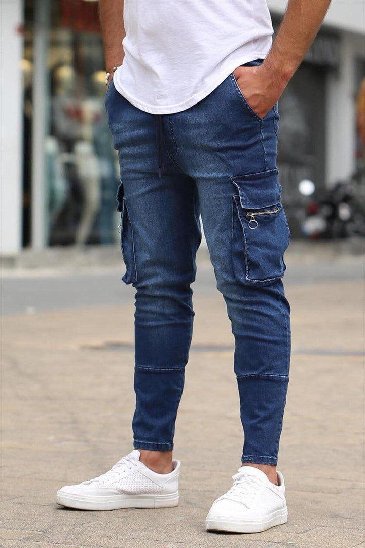 Herre Cargo Jeans med praktiske lommer og smal pasform Stilla