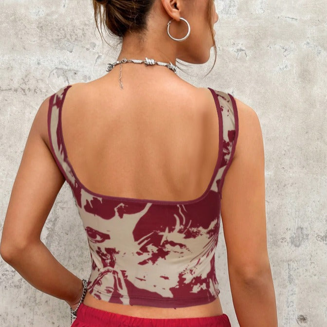 Dame tanktop med kreativt print og tætsiddende design Skovae