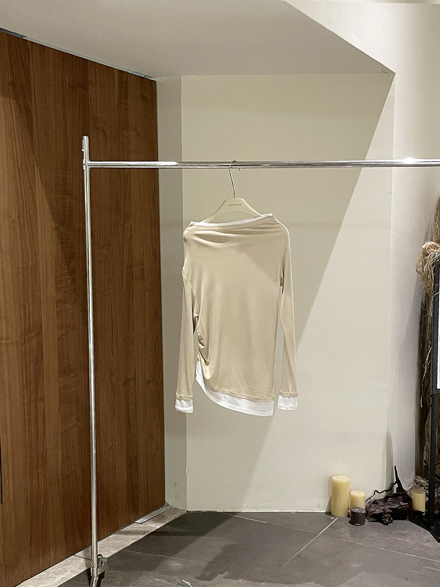 Damer Elegant asymmetrisk langærmet skjorte med højkvalitets detaljer Stilla