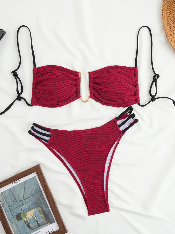 Dame bandeau-bikini med trendy ruffles design Skovae