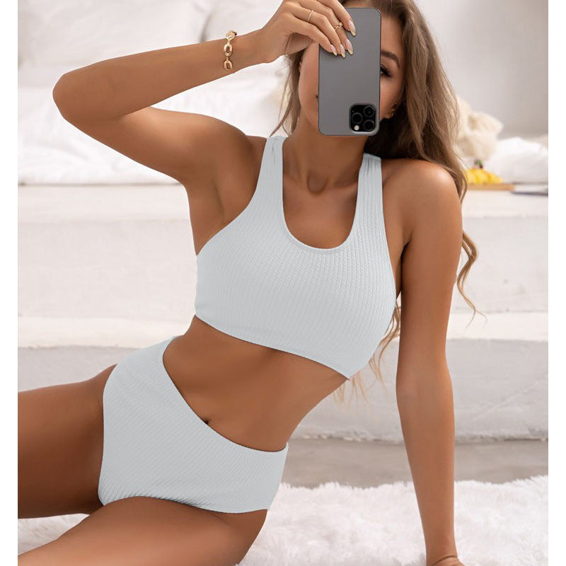 Damer højtaljede bikini-sæt med sporty snit og åndbare materialer Skovae