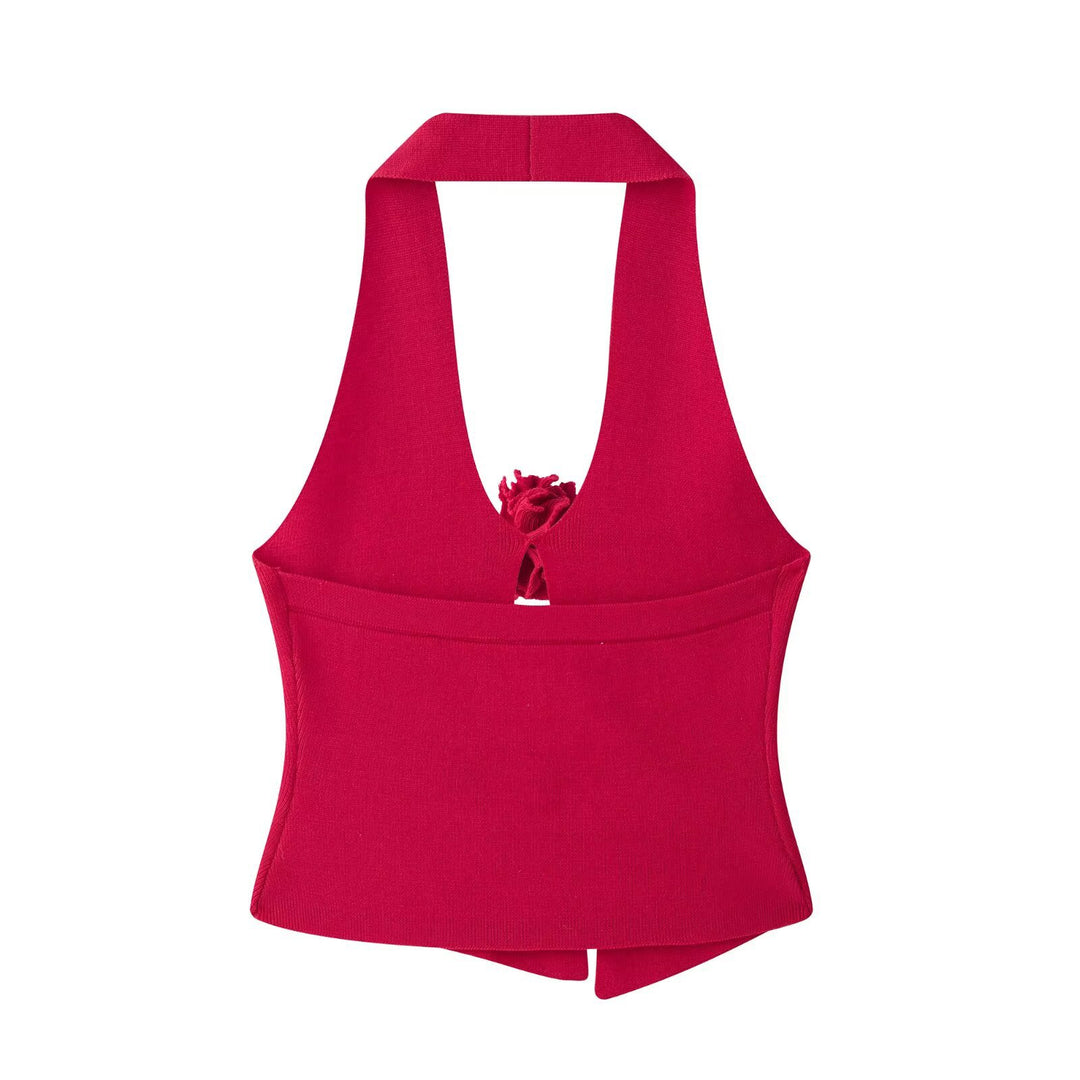 Femme Elegante Ærmeløs Bluse med Floral Accent Stilla