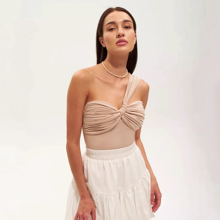 Dame grafisk bodysuit med asymmetrisk strop Stilla