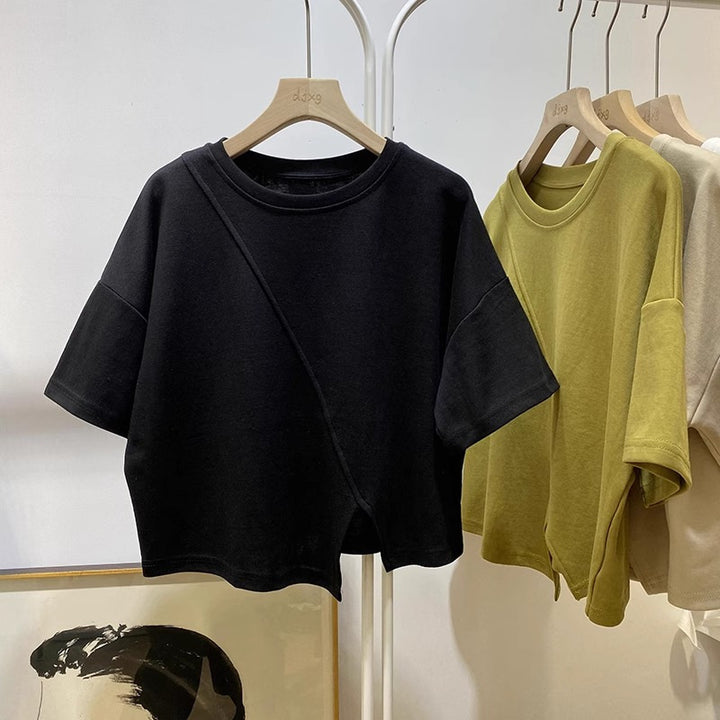 Dame Asymmetrisk Kant Overstørrelse T-shirt Stilla