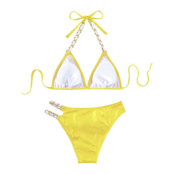 Dame triangel-bikini med glamourøse kædeaccentuerede Skovae