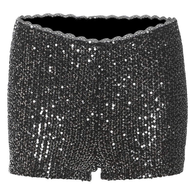 Damer Glitrende Shorts med elastisk talje og funklende Pailletter Stilla